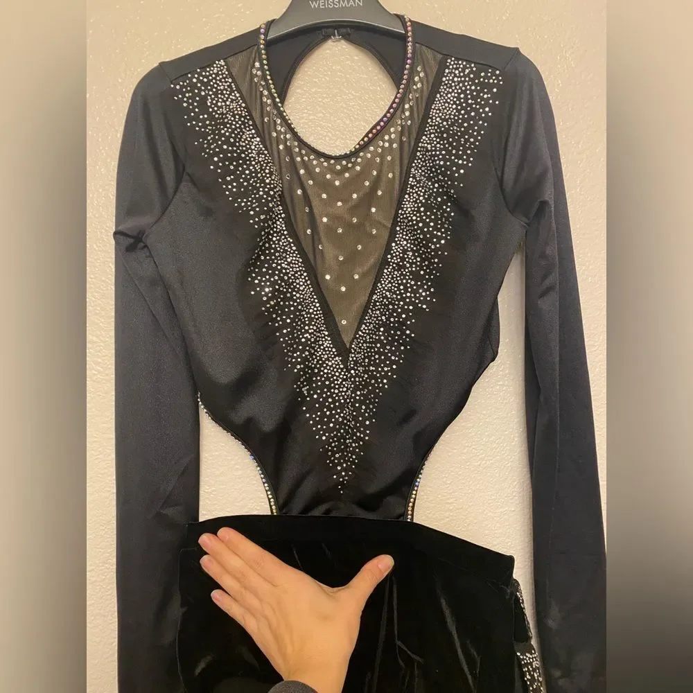 Weissman Elite dance costume solo black rhinestone My Head My Heart 14914 MA